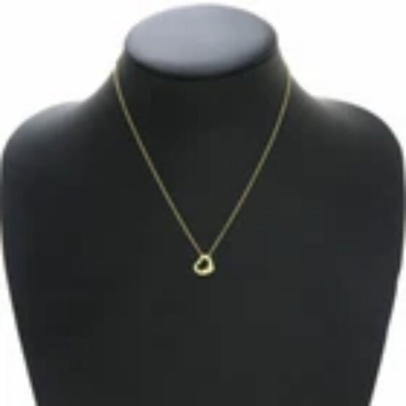 Tiffany & Co. Small Open Heart Necklace 16" 18k Yellow Gold 750 Auth - Picture 1 of 8